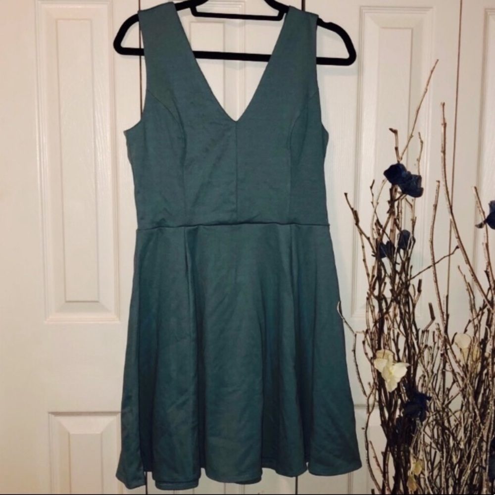 H&M fit and flare turquoise dress
